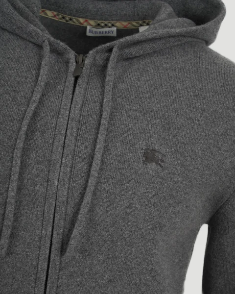 Slim Fit Cashmere Blend Zip Hoodie in Grey — снимка 2