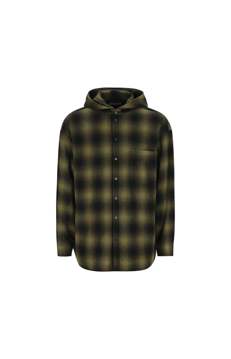 Wool Overshirt in Khaki/Black