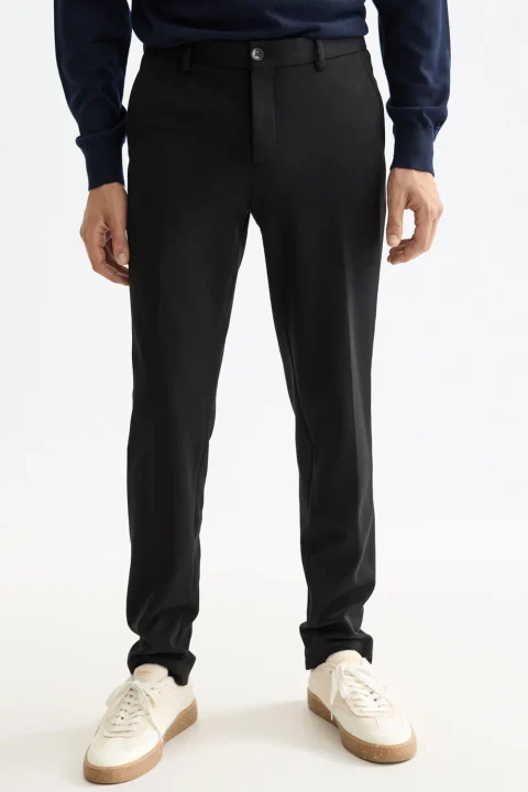 Панталон Mott Tailored Knitted Yarn Dyed Chino 181557 001 black — снимка 2