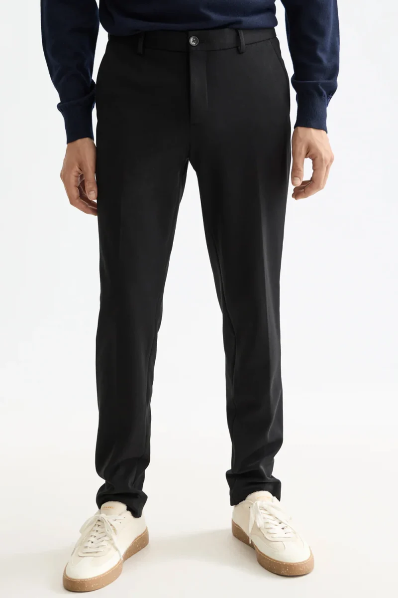 Панталон Mott Tailored Knitted Yarn Dyed Chino 181557 001 black — снимка 2