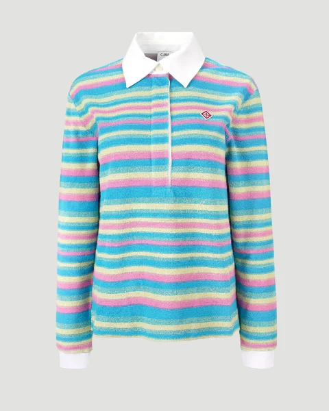 Stripe Towelling Polo Shirt