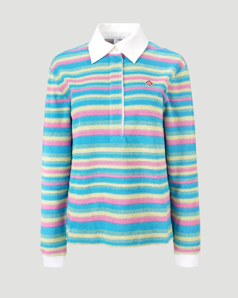 Stripe Towelling Polo Shirt
