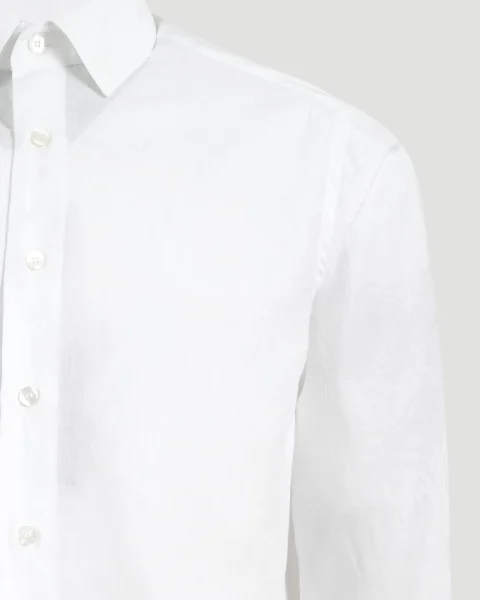 Paisley Cotton Shirt in White — снимка 3