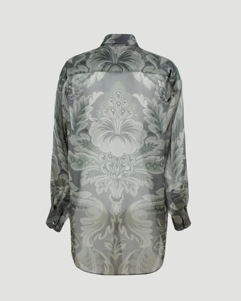 Printed Silk Shirt in Green — снимка 2