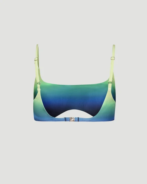 Gradient Printed Bikini Top Blue and Green — снимка 2