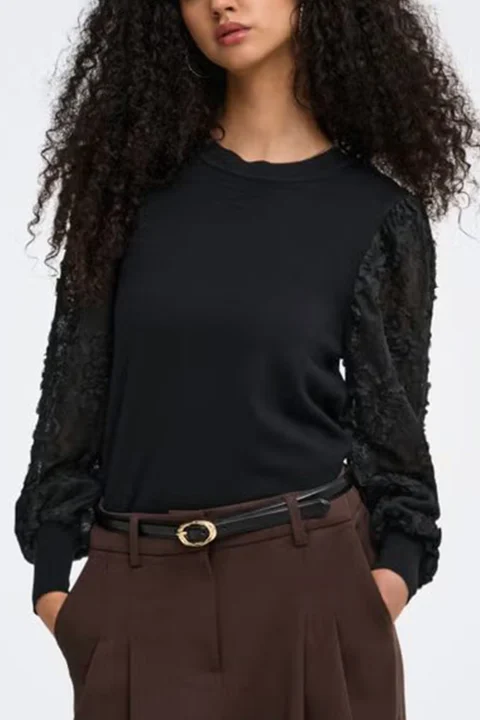 Плетено Onlglow Woven Mix O-Neck 15382123 C-N10 black — снимка 2