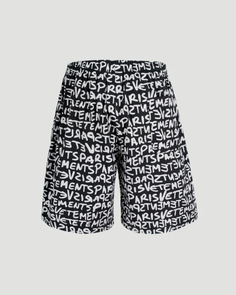 Graffiti Monogram Poplin Shorts in Black and White — снимка 2