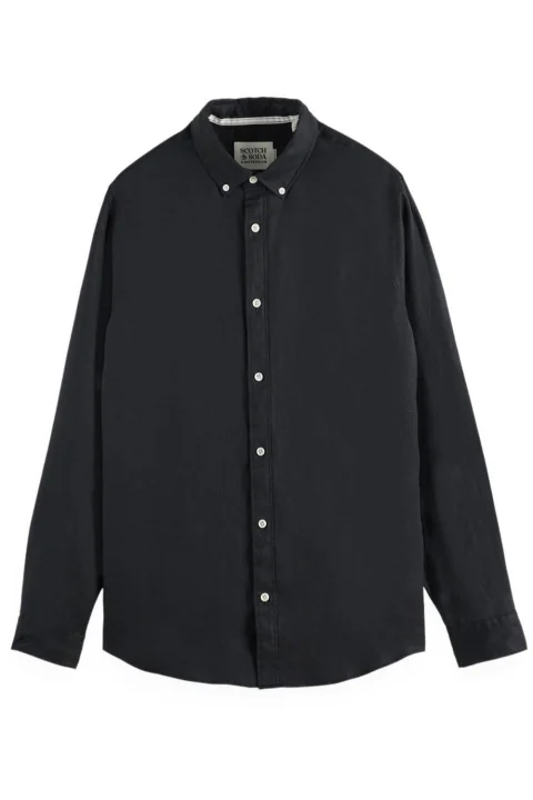 Риза Linen Ls Button-Down 179188 SC001 black