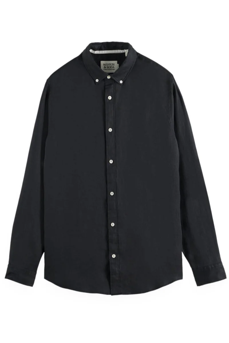 Риза Linen Ls Button-Down 179188 SC001 black