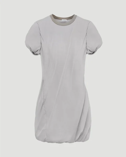 Padded Mini Dress in Stretch Silk Chiffon