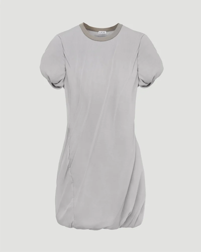 Padded Mini Dress in Stretch Silk Chiffon