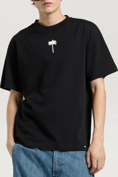 T-Shirt Palm Tree Statement Reg PAMAA001JR008-1003 black-off white — снимка 2