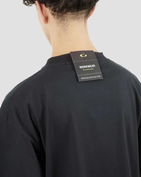 Printed Label Oversized T-Shirt in Black Faded — снимка 5