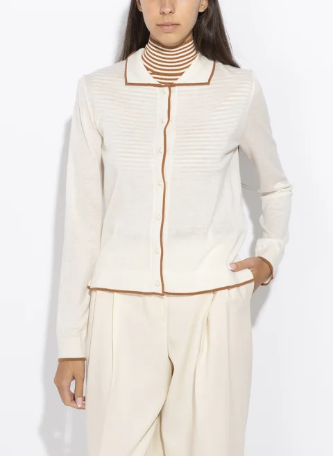 Жилетка с контрастни кантове 'Shirt-style' Max Mara Studio Msttarga — снимка 4