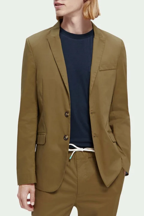 Сако Unconstructed Lightweight Poplin 2-Button Blazer 169782 SC0414 khaki — снимка 2