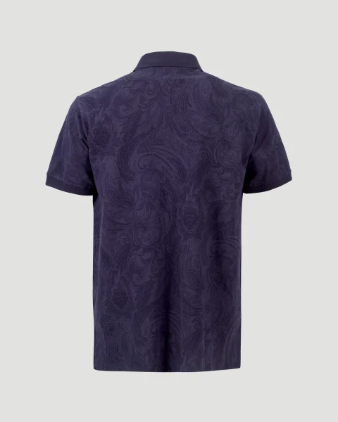 Paisley Jacquard Polo Shirt in Navy — снимка 3