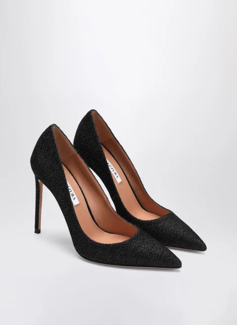 Обувки на ток с декоративни кристали Aquazzura
