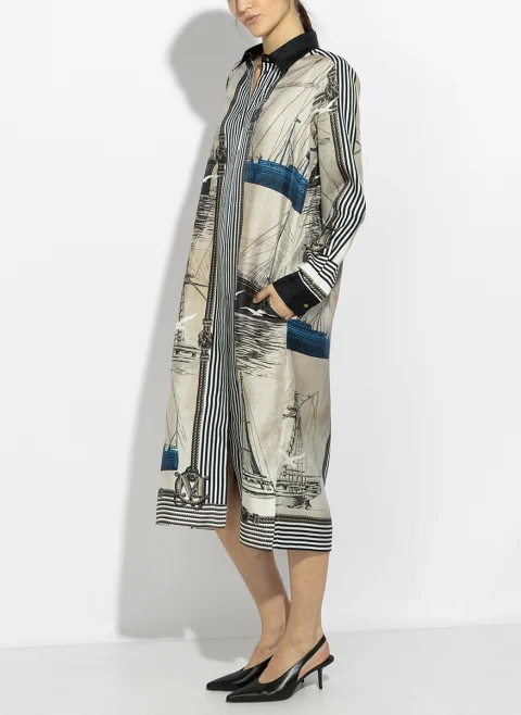 Рокля-риза с принт Max Mara Mxmteismo — снимка 5