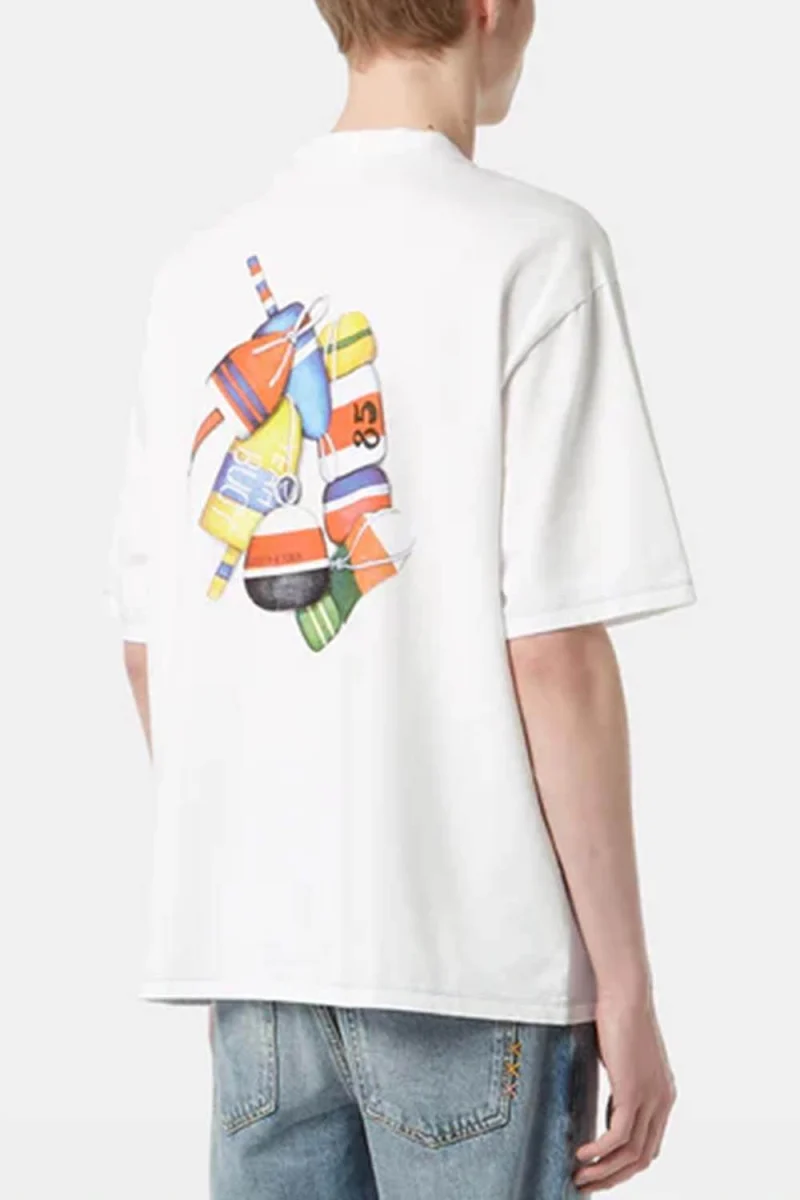 T-Shirt Pigment Printed Back Artwork Loose Fit 181746 SC101 white — снимка 2