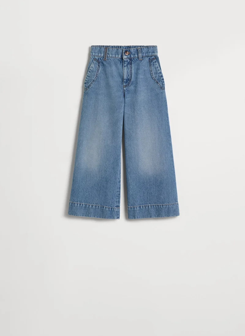 Разкроен деним с монили Brunello Cucinelli Kids 4-6