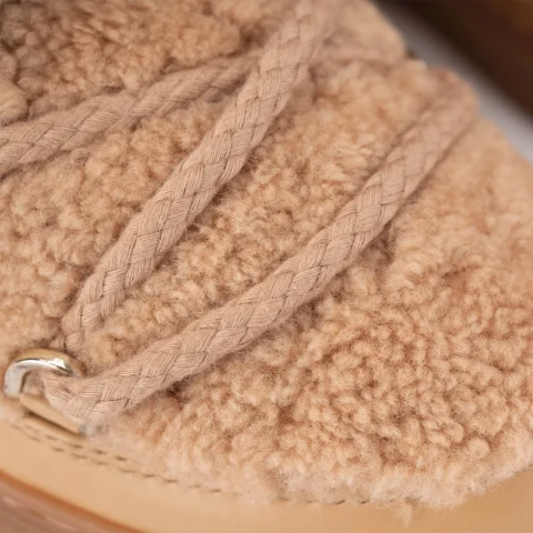 Дамски бежови боти Curly Sneaker Inuikii — снимка 8