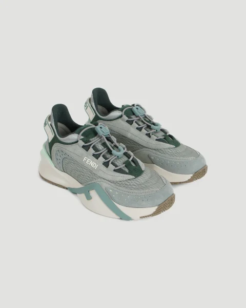 Fendi Flow Sneakers in Matcha Mesh and Suede — снимка 2