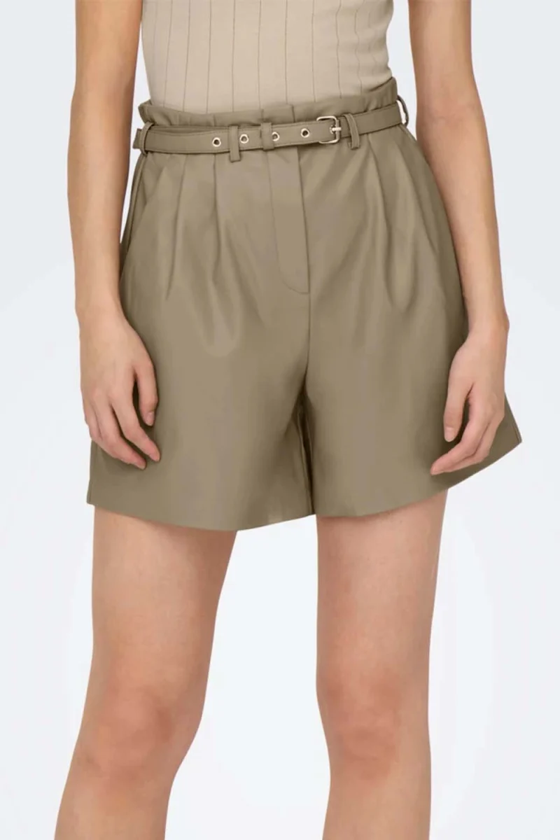 Къс панталон Onlheidi Faux Leather Shorts Noos Otw 15275421 17-1112 TCX weathered teak — снимка 2