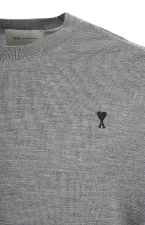 Grey Wool Crewneck Ami de Coeur Sweater — снимка 2