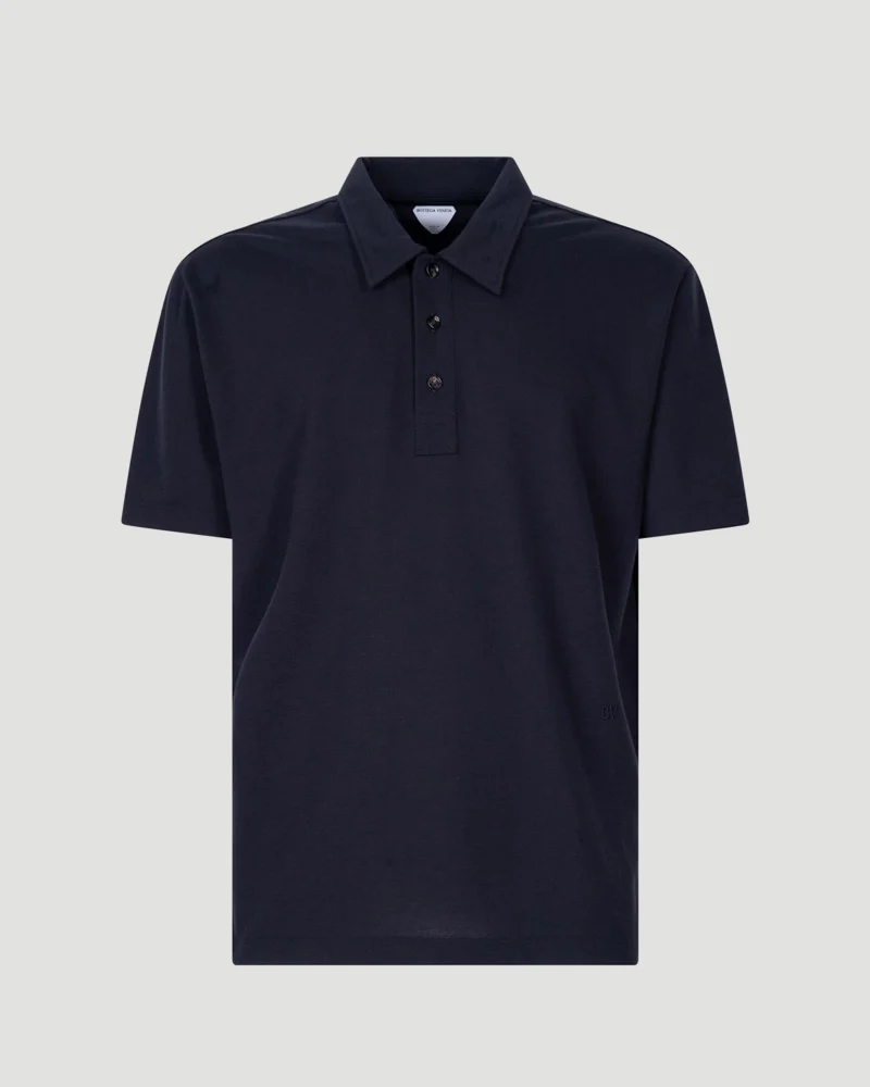 Light Cotton Piquet Polo in Dark Night