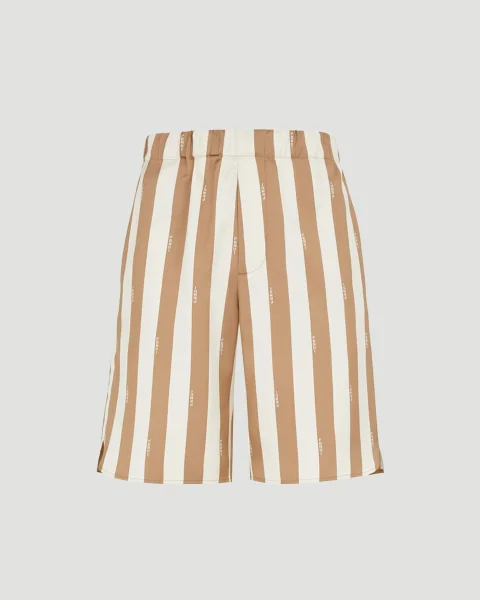Short Trousers in Beige Pequin Silk
