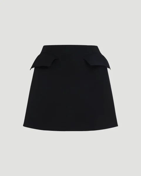 Wool Mini Skirt in Black