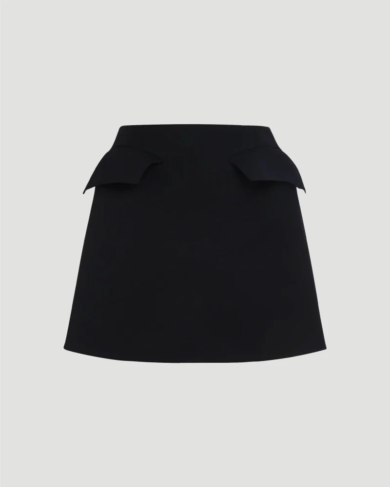 Wool Mini Skirt in Black