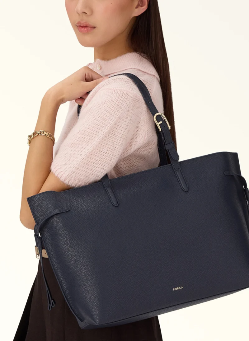 Кожена 'Tote' чанта Furla Ava Ink Blue Ink Blue L — снимка 3