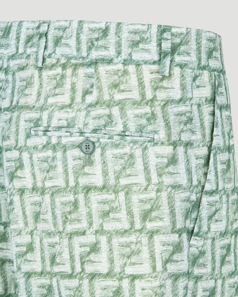 Green FF Linen Shorts — снимка 3