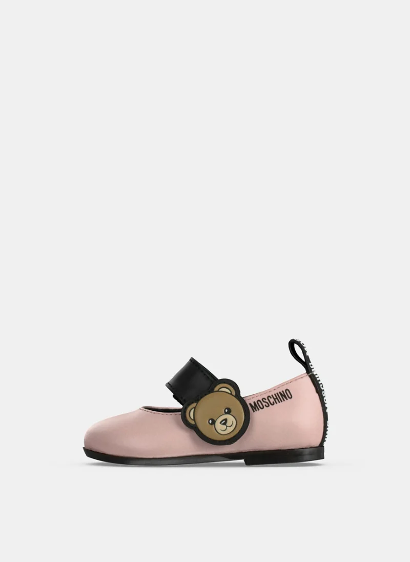 Кожени балеринки с Bear детайл Moschino Kids