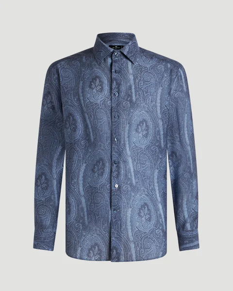 Blue Shirt with Paisley Pattern