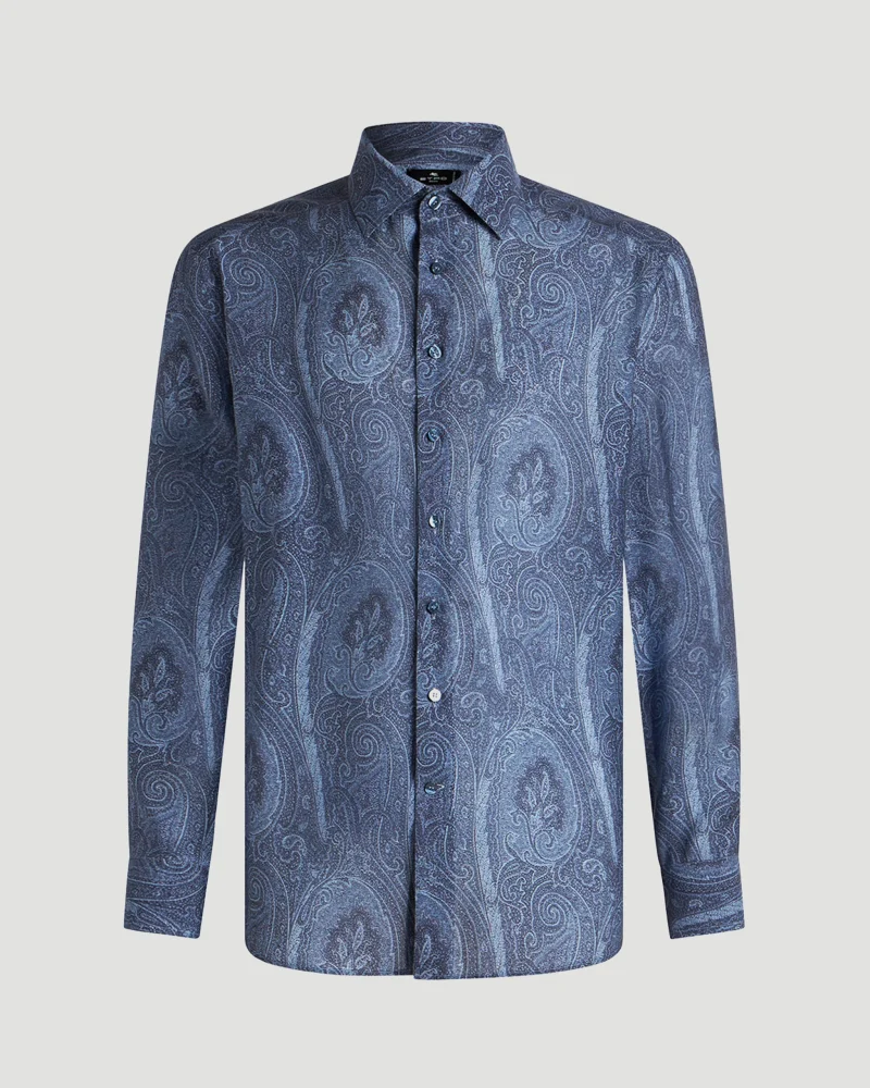 Blue Shirt with Paisley Pattern