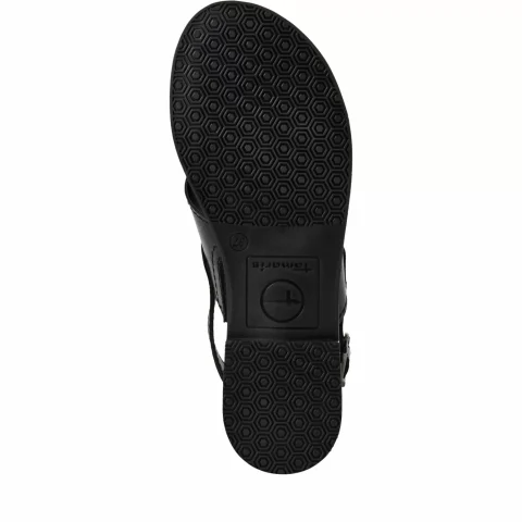 Дамски Равни Сандали TAMARIS – 1-28102-44-003 BLACK LEATHER — снимка 6