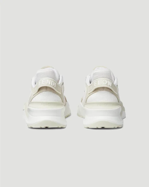 Fendi Flow Sneakers in White Mesh and Suede — снимка 4