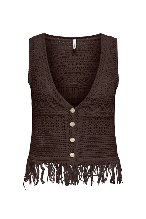 Сако Onlalix Sl Fringe Waistcoat Knt 15364856 19-1106 TCX mole