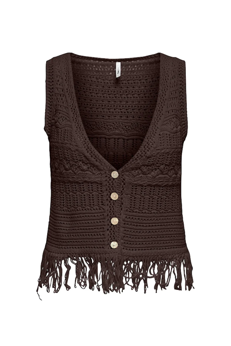 Сако Onlalix Sl Fringe Waistcoat Knt 15364856 19-1106 TCX mole