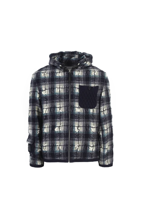 Hooded Jacket in Wool and Linen