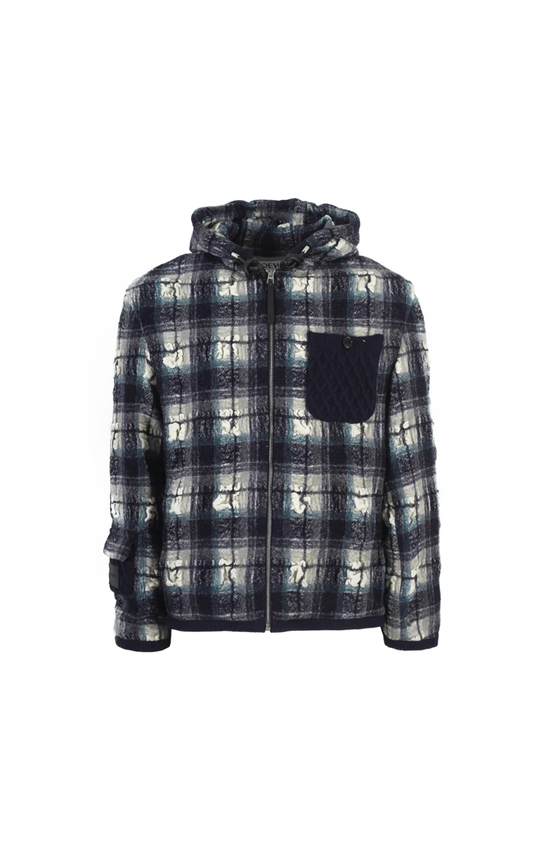 Hooded Jacket in Wool and Linen