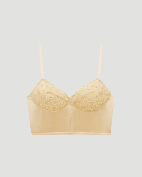 Bra in Beige Cotton and Silk Satin