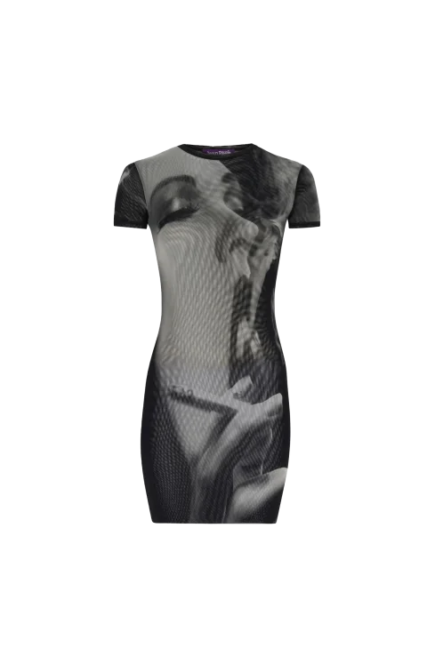 Mesh Dress in Black/Grey