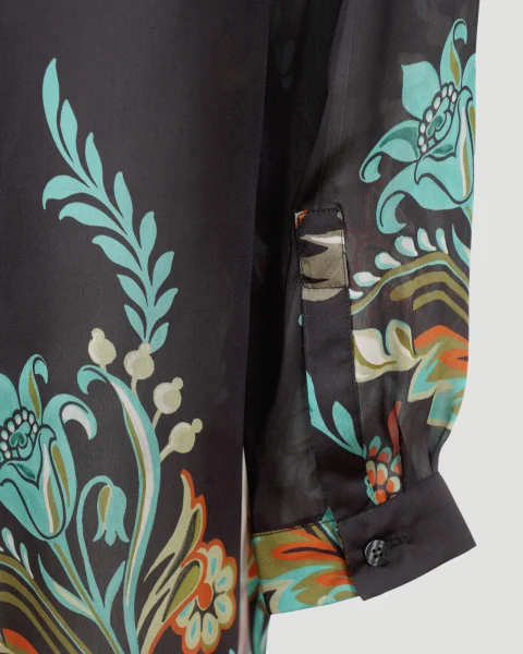 Daffodil-Print Silk Shirt in Multicolour — снимка 4