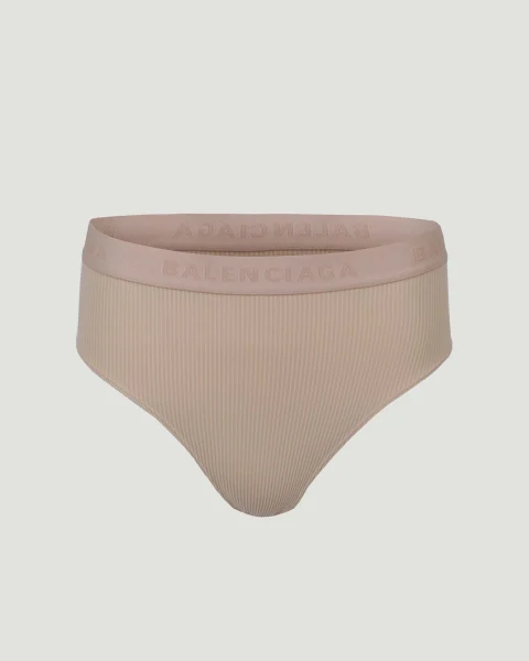 Briefs in Nude Ribbed Jersey
