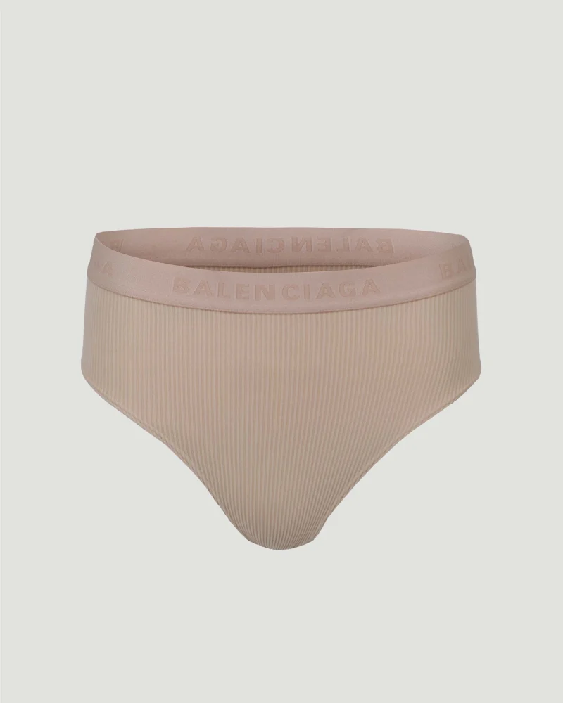 Briefs in Nude Ribbed Jersey