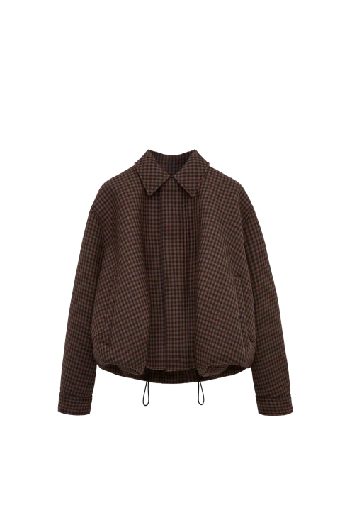 Wool Drawstring Jacket in Brown