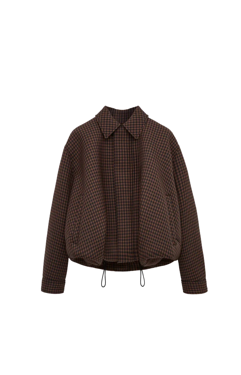 Wool Drawstring Jacket in Brown
